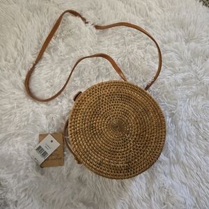 Handcrafted Tan Woven Crossbody Bag